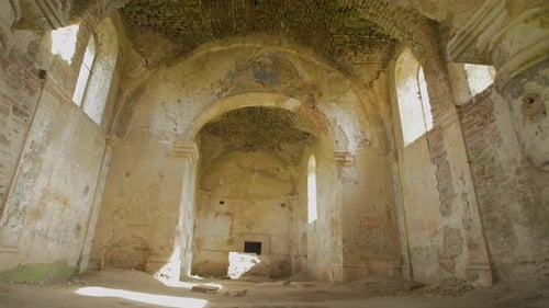 Tilt up inside a ruined church