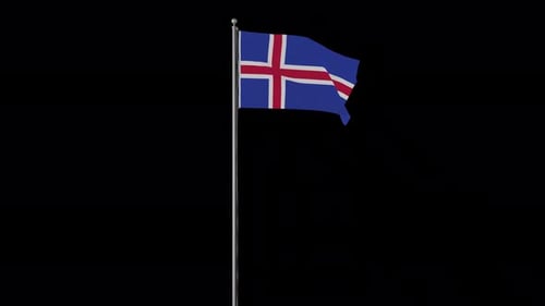 Realistic Icelandic Flag Waving Animation with Alpha Channel