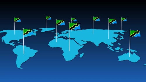Nationalflagge von Tansania Fly On Earth Kartenanimation