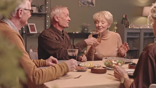 Seniors Clinking Glasses in Celebration