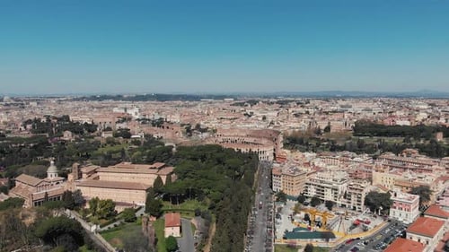 Aerial View of Rome and Colosseum, Italy