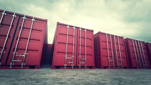 Red Shipping Container Doors Open Reveal Animation