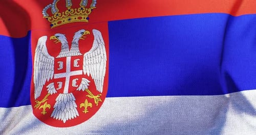 Realistic 3D National Flag of Serbia Waving