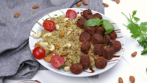 Brown Meatballs with Quinoa and Vegetables