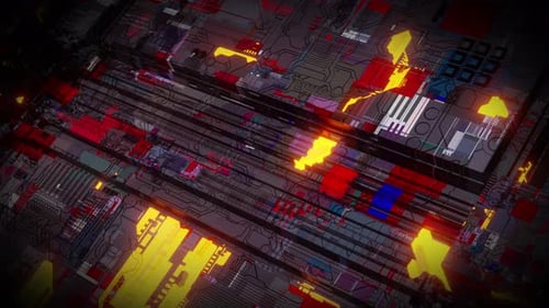 Glowing Futuristic Digital Technology Circuit Board Animation