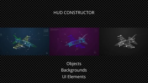 Futuristic HUD Wireframe Fighter Jet Constructor Kit