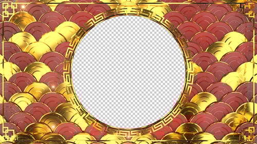 Ornate Gold and Red Chinese New Year Alpha Channel Frame Reveal