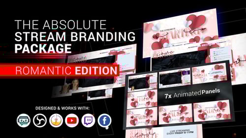 Stream Branding Package. Stream Overlays - Romantic Edition