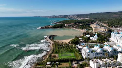 Hotels on the beach aerial view