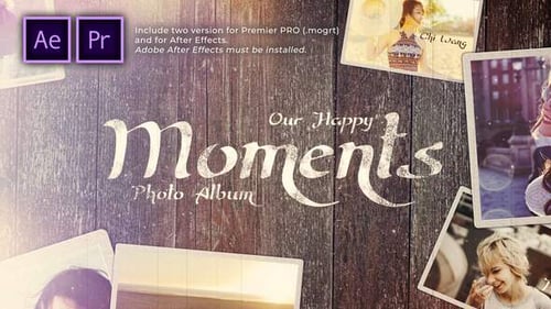 Romantic Photo Album Slideshow with Elegant Cursive Text and Film Grain