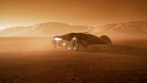 Supercar at Sunset in Desert