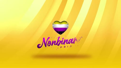 Animated Nonbinary Pride Title with Bouncing Heart