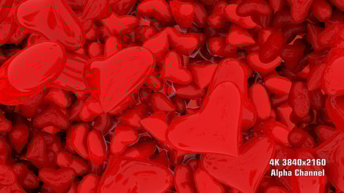 Glossy Red Hearts Reveal Transition