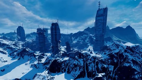 Futuristischer Komplex in einer Bergkette