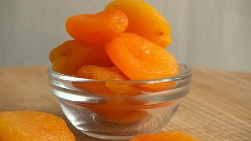 Dried Apricots in a Glass Bowl