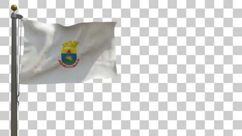 Belo Horizonte Flag on Flagpole with Alpha Channel - 4K