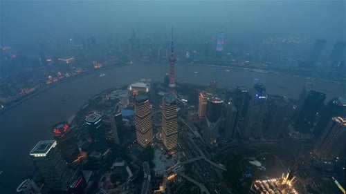Shanghai, China, Timelapse - Shanghai Day to Night from Shanghai Tower