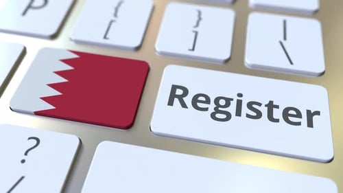 Register Text and Flag of Bahrain on the Keyboard