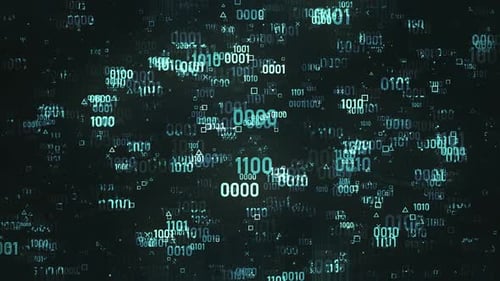Futuristic Digital Stream of Binary Code and Geometric Data
