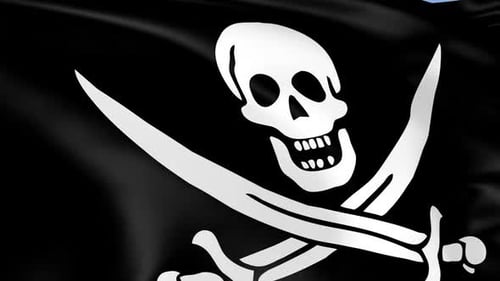 Jolly Roger Pirate Flag Waving Seamless Loop Animation