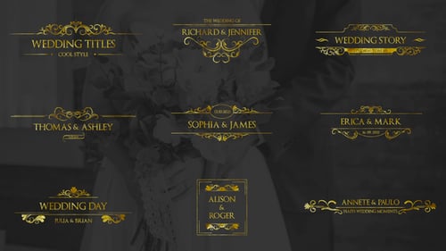 Elegant Golden Wedding Titles and Lower Thirds with Flourishes