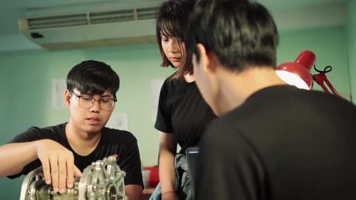 Young engineer learning engine