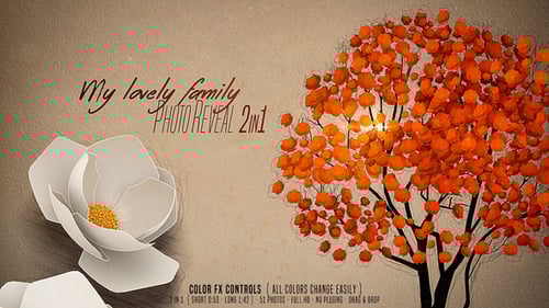 Family Photo Album Reveal with Growing Tree and Flower Transitions