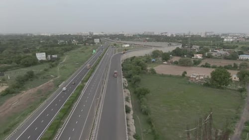Drone shot of indian highway