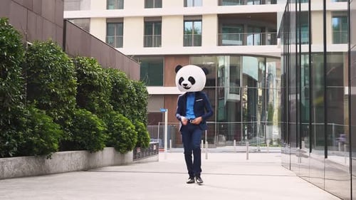 Empresário com cabeça de panda