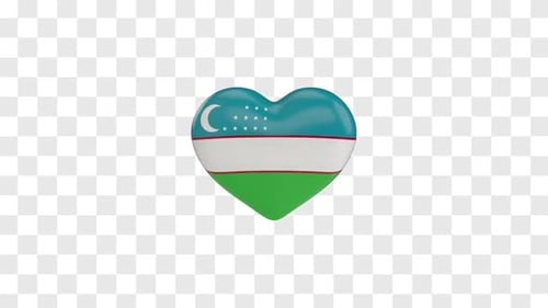 3D Uzbekistan Flag Heart Rotating Animation