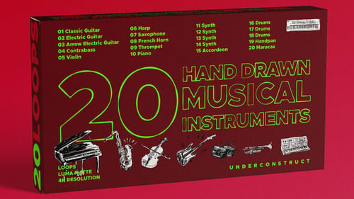20 Hand drawn musical instruments