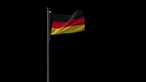 Realistic Waving German Flag Animation on Flagpole