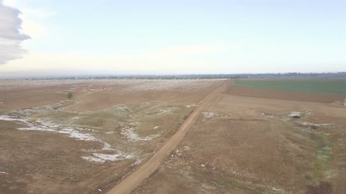 Arial view of the rural farmland in early Spring.