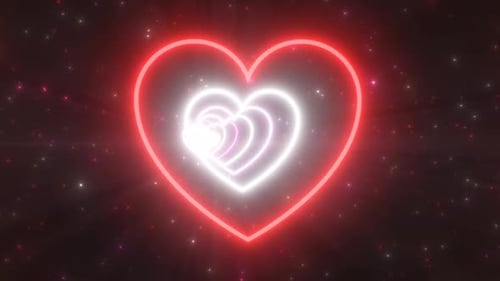 Heart Shape Twisted Tunnel of Valentine's Day Fluorescent Neon Lights