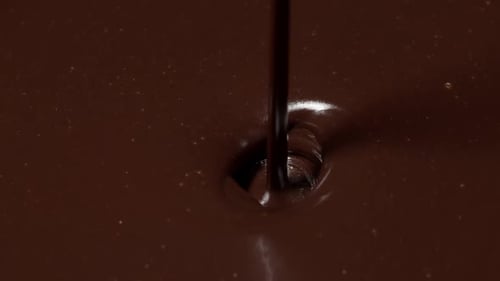 Decadent Dark Chocolate Being Poured Close Up