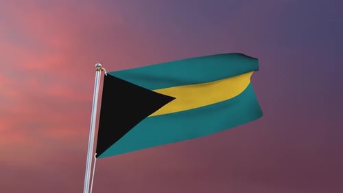 Bahamas National Flag Waving Loop Animation