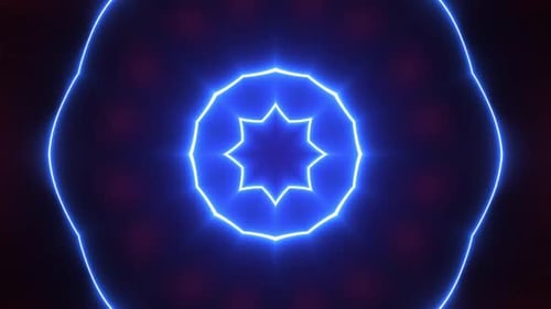 Hypnotic Neon Geometric Mandala Loop Background