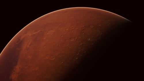 Planeta vermelho Marte no céu estrelado