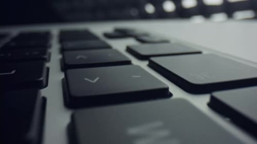 Close-Up Laptop Keyboard, Metallic and Modern
