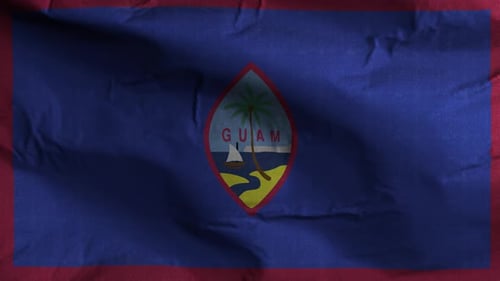 Guam Flag Waving in Realistic Fabric Texture Animation