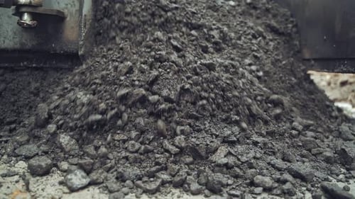 Asphalt Paving Machine Laying New Asphalt