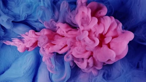Swirling Plumes of Pink and Blue Ink