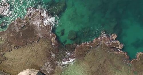 Aerial top down view of Acre old town, Old City of Acre, Israel.