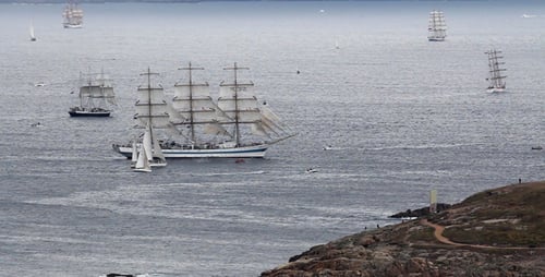 Sailing Ships on the Open Ocean