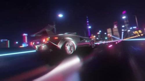 Rodovia para a cidade - Retrowave dos anos 80 Outrun Background 4K