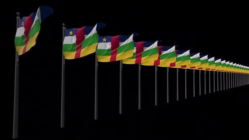 Central African Republic Flags Waving Seamless Loop