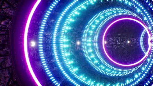 Cracked Brick Tile Neon VJ Tunnel Loop 4K