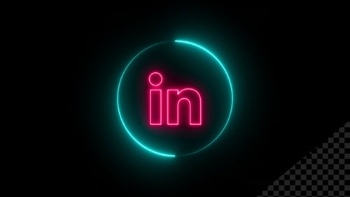 Glowing Neon LinkedIn Logo Reveal