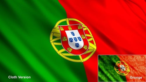 Animated Portugal Flag with Textured Grunge and Clean Versions