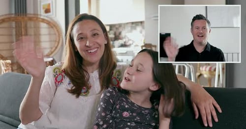 Mother and Child Video Call at Home